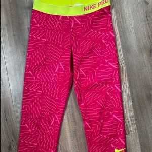 Pink Nike pro capris medium
